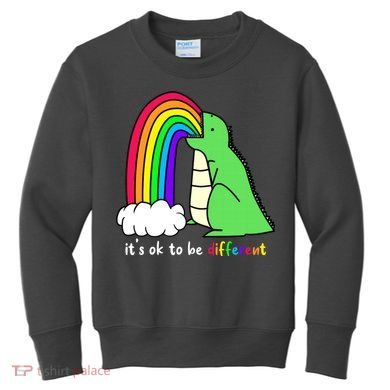 It's Ok To Be Different Autism Awareness Dinosaur Kids Sweatshirt