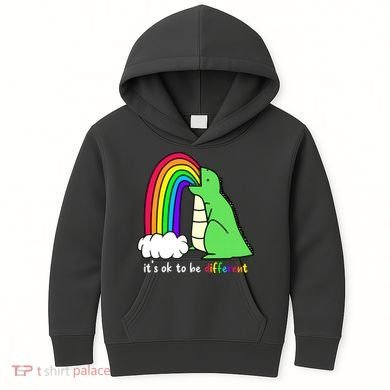 It's Ok To Be Different Autism Awareness Dinosaur Kids Hoodie