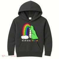 It's Ok To Be Different Autism Awareness Dinosaur Kids Hoodie thumb 0