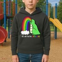 It's Ok To Be Different Autism Awareness Dinosaur Kids Hoodie thumb 2