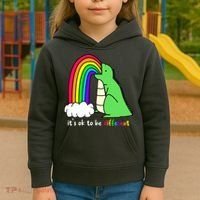 It's Ok To Be Different Autism Awareness Dinosaur Kids Hoodie thumb 3