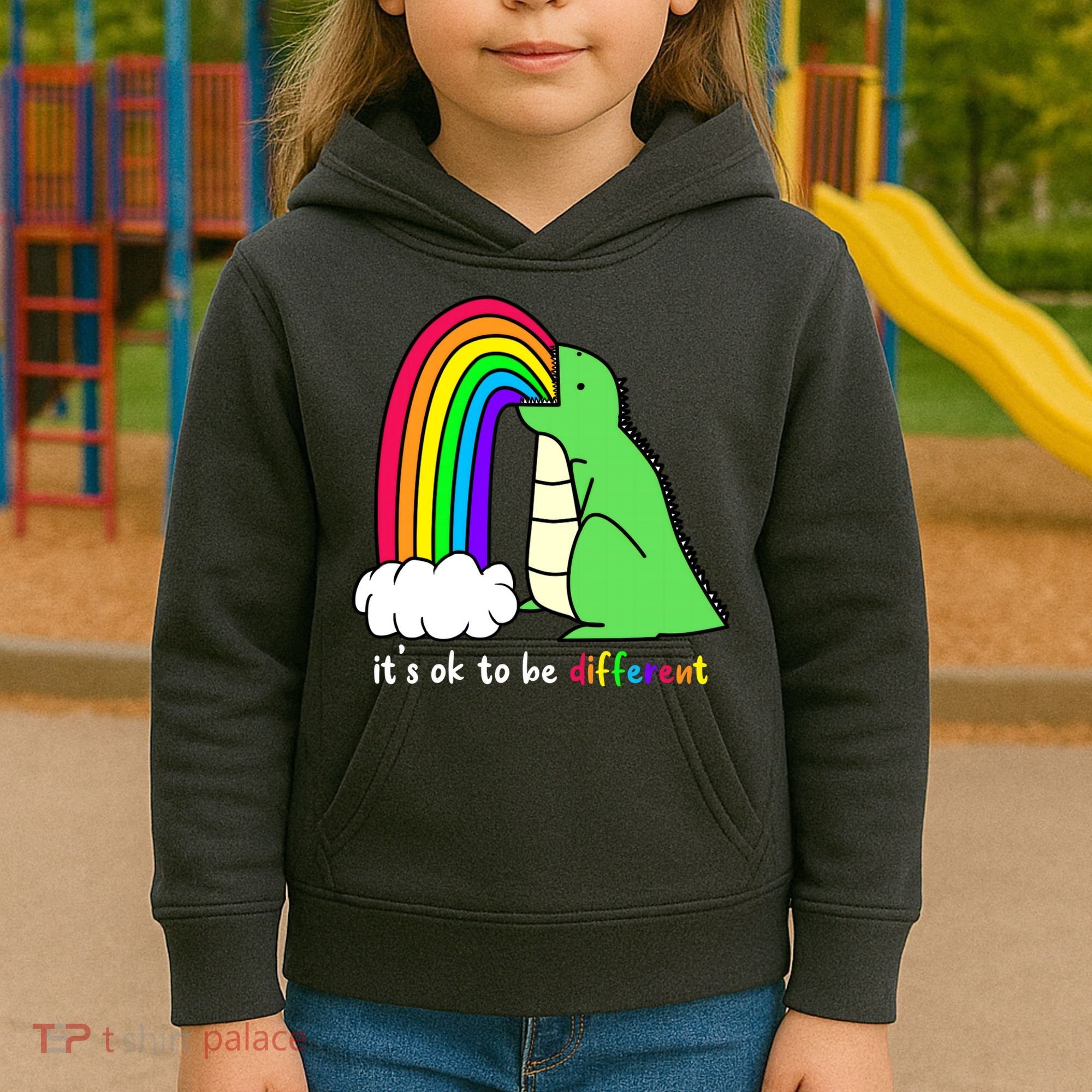 It's Ok To Be Different Autism Awareness Dinosaur Kids Hoodie