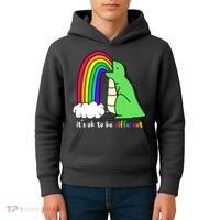 It's Ok To Be Different Autism Awareness Dinosaur Kids Hoodie thumb 4