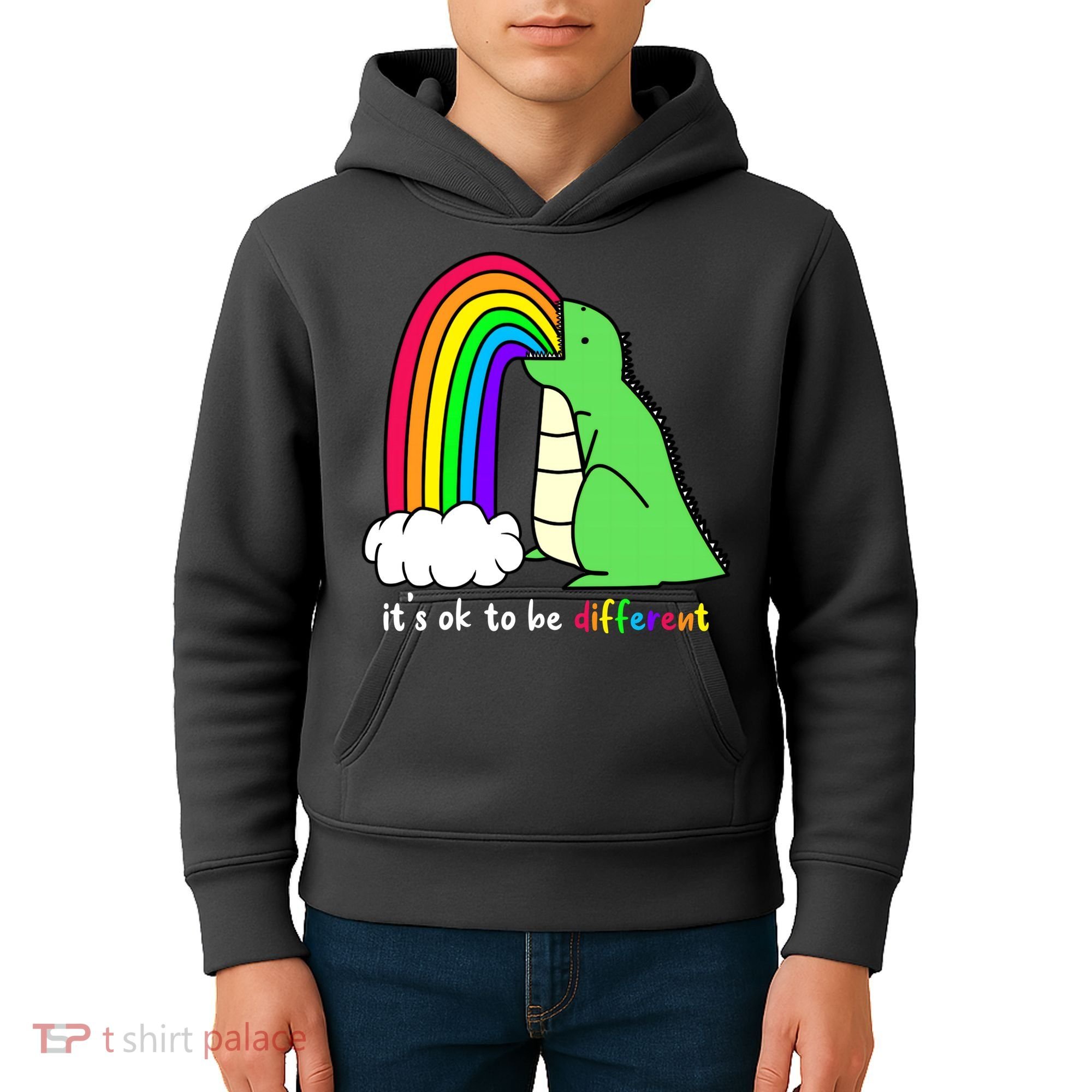 It's Ok To Be Different Autism Awareness Dinosaur Kids Hoodie