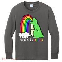 It's Ok To Be Different Autism Awareness Dinosaur Kids Long Sleeve Shirt thumb 0
