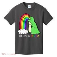 It's Ok To Be Different Autism Awareness Dinosaur Kids T-Shirt thumb 0