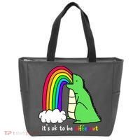 It's Ok To Be Different Autism Awareness Dinosaur Tote Bag thumb 0