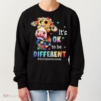 It's Ok To Be Different Heifer Cow Autism Awareness Women's Sweatshirt thumb 0