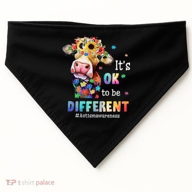 It's Ok To Be Different Heifer Cow Autism Awareness USA-Made Doggie Bandana
