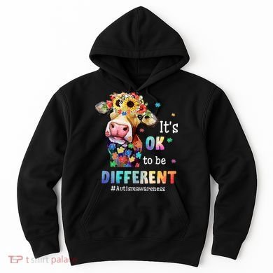 It's Ok To Be Different Heifer Cow Autism Awareness Hoodie