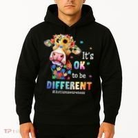 It's Ok To Be Different Heifer Cow Autism Awareness Hoodie thumb 2