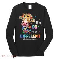 It's Ok To Be Different Heifer Cow Autism Awareness Long Sleeve Shirt thumb 0