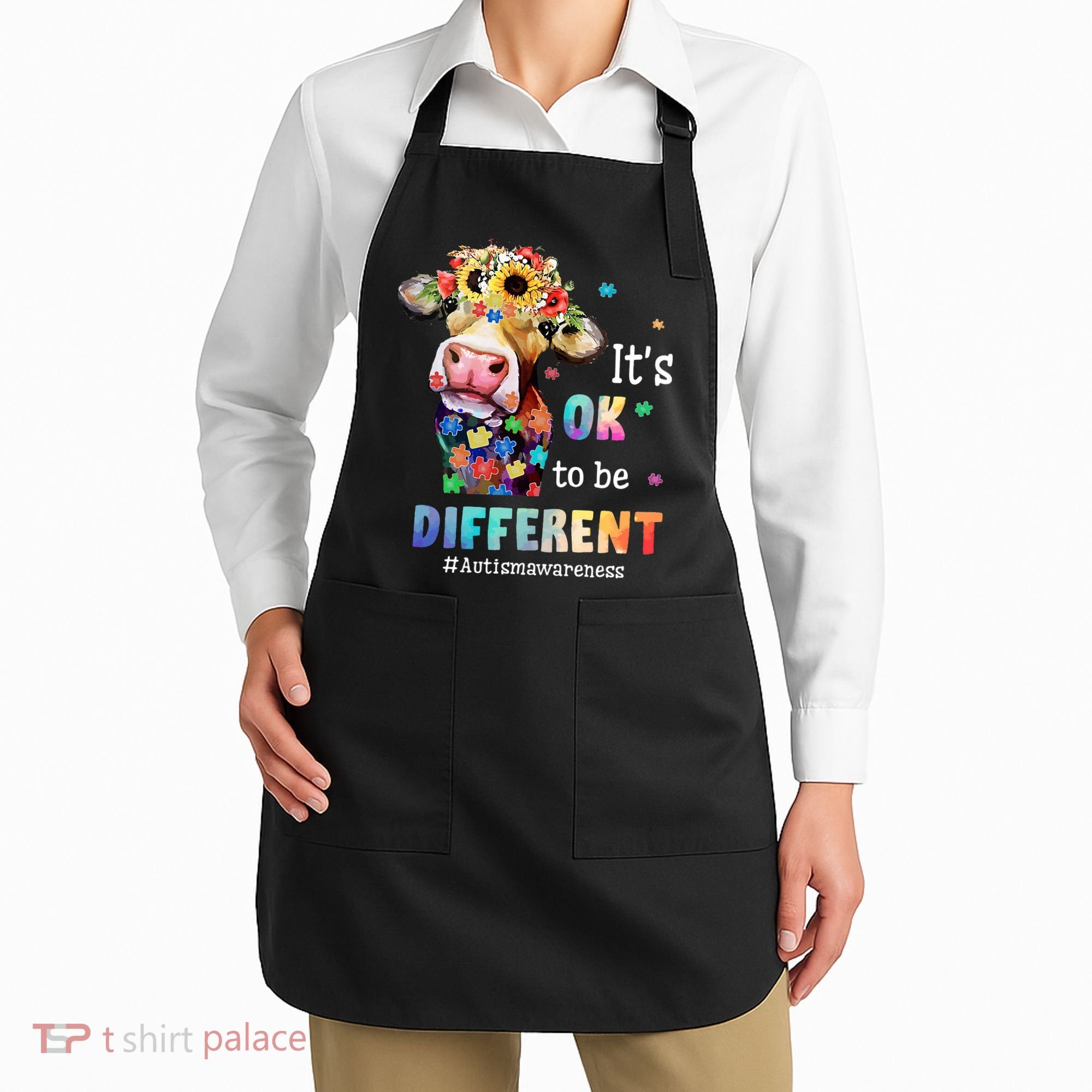 It's Ok To Be Different Heifer Cow Autism Awareness Apron