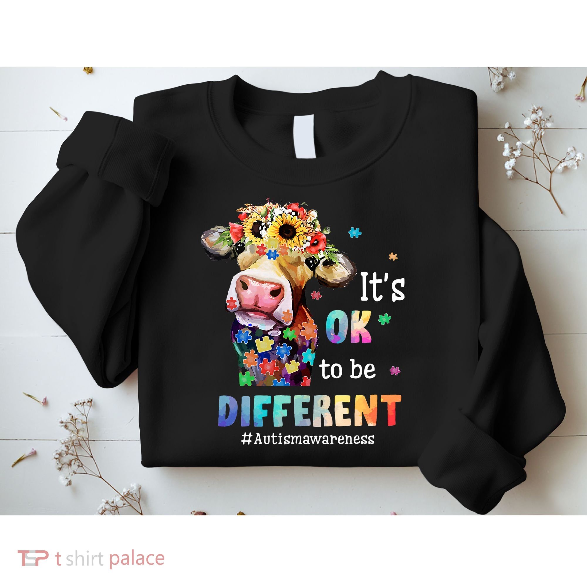 It's Ok To Be Different Heifer Cow Autism Awareness Sweatshirt