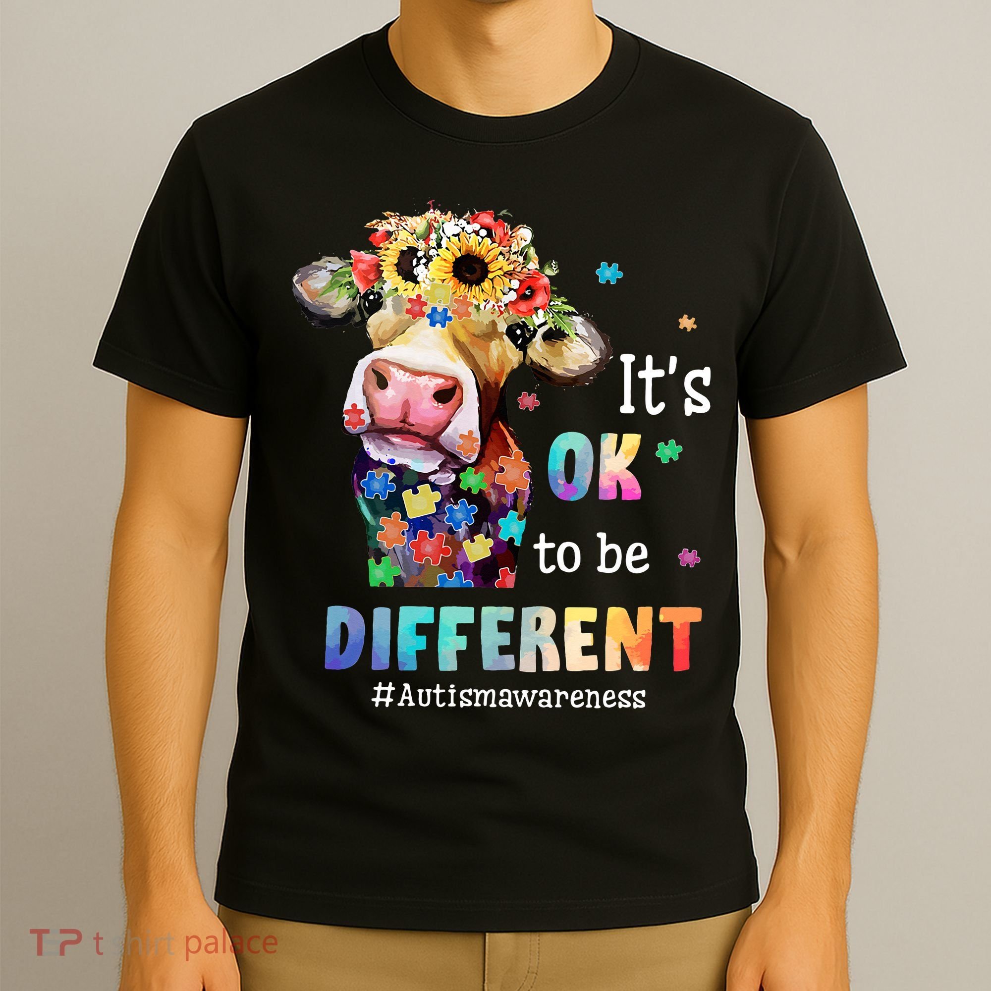 It's Ok To Be Different Heifer Cow Autism Awareness T-Shirt