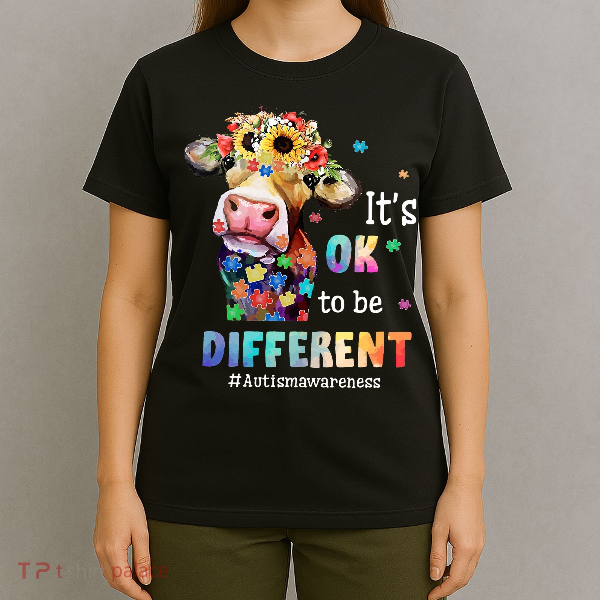It's Ok To Be Different Heifer Cow Autism Awareness T-Shirt