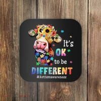It's Ok To Be Different Heifer Cow Autism Awareness Coaster thumb 0