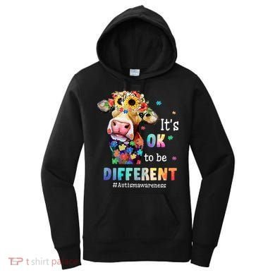 It's Ok To Be Different Heifer Cow Autism Awareness Women's Hoodie