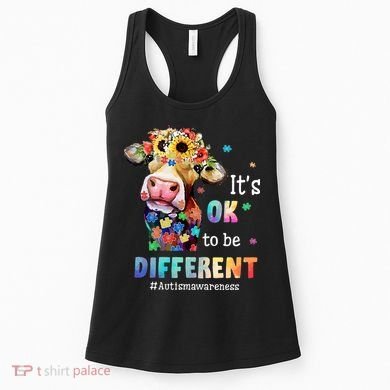 It's Ok To Be Different Heifer Cow Autism Awareness Women's Tank Top