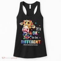 It's Ok To Be Different Heifer Cow Autism Awareness Women's Tank Top thumb 0