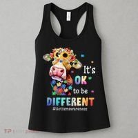 It's Ok To Be Different Heifer Cow Autism Awareness Women's Tank Top thumb 3