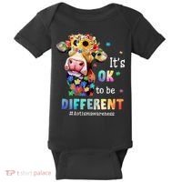 It's Ok To Be Different Heifer Cow Autism Awareness Baby Bodysuit thumb 0