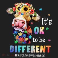 It's Ok To Be Different Heifer Cow Autism Awareness Hat thumb 2