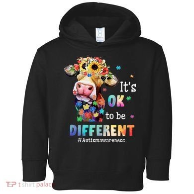 It's Ok To Be Different Heifer Cow Autism Awareness Toddler Hoodie