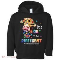 It's Ok To Be Different Heifer Cow Autism Awareness Toddler Hoodie thumb 0