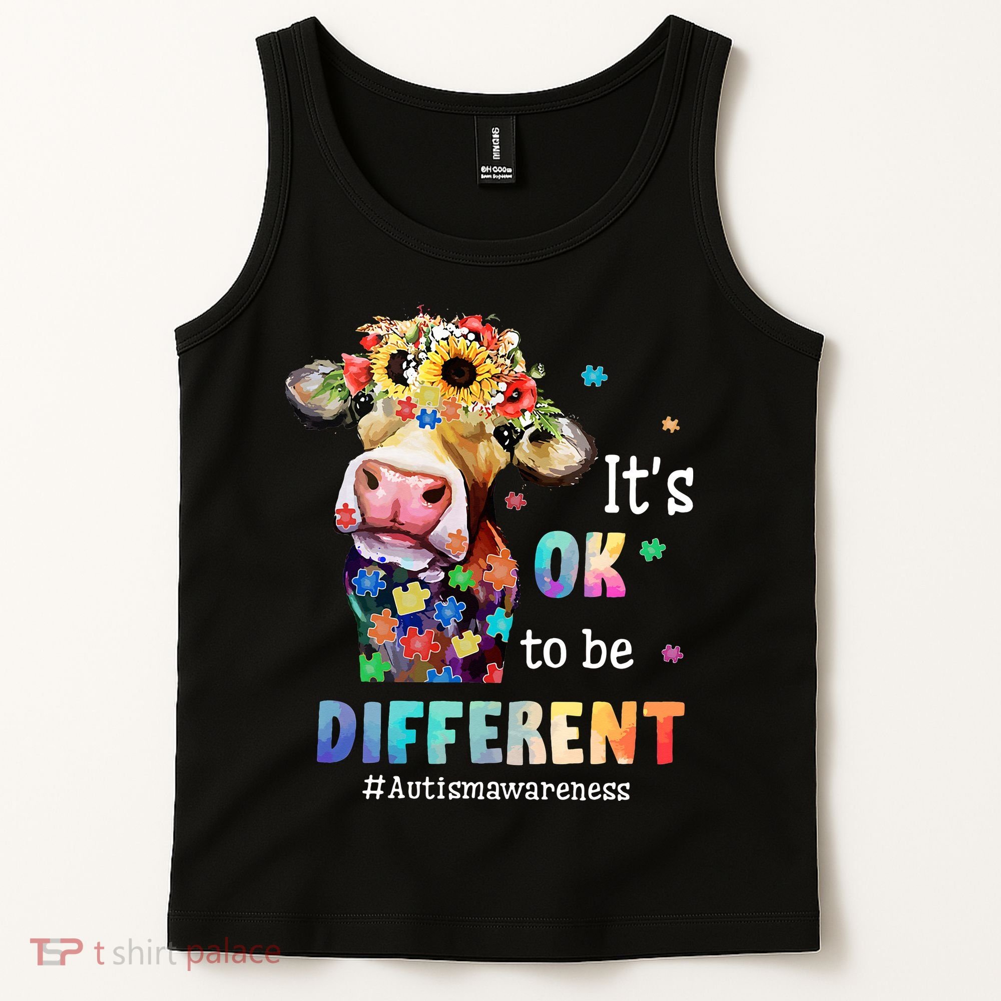 It's Ok To Be Different Heifer Cow Autism Awareness Tank Top