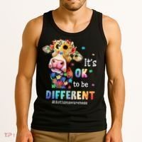 It's Ok To Be Different Heifer Cow Autism Awareness Tank Top thumb 3