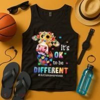 It's Ok To Be Different Heifer Cow Autism Awareness Tank Top thumb 4