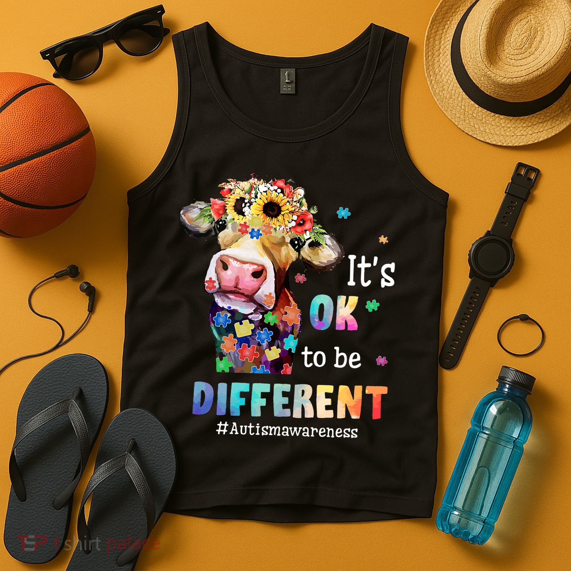 It's Ok To Be Different Heifer Cow Autism Awareness Tank Top
