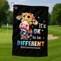 It's Ok To Be Different Heifer Cow Autism Awareness Golf Towel thumb 1