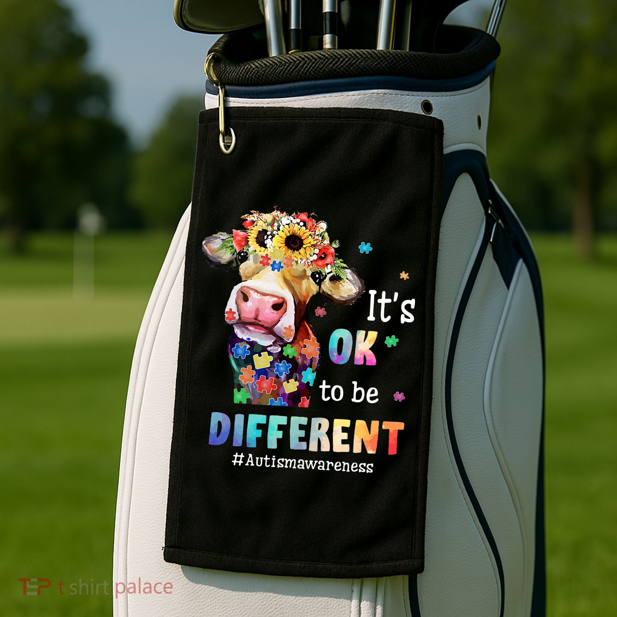 It's Ok To Be Different Heifer Cow Autism Awareness Golf Towel