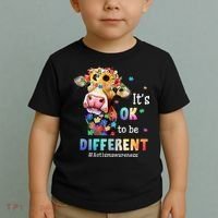 It's Ok To Be Different Heifer Cow Autism Awareness Toddler T-Shirt thumb 2