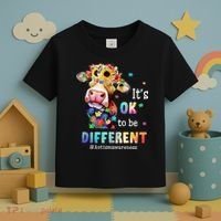 It's Ok To Be Different Heifer Cow Autism Awareness Toddler T-Shirt thumb 3