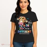 It's Ok To Be Different Heifer Cow Autism Awareness Women's T-Shirt thumb 4