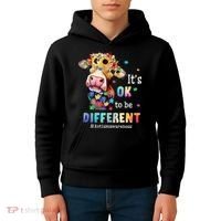 It's Ok To Be Different Heifer Cow Autism Awareness Kids Hoodie thumb 4