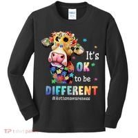 It's Ok To Be Different Heifer Cow Autism Awareness Kids Long Sleeve Shirt thumb 0