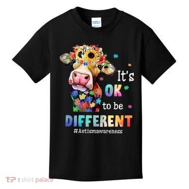 It's Ok To Be Different Heifer Cow Autism Awareness Kids T-Shirt