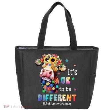 It's Ok To Be Different Heifer Cow Autism Awareness Tote Bag