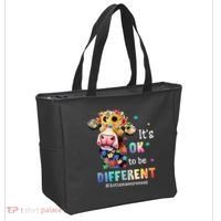 It's Ok To Be Different Heifer Cow Autism Awareness Tote Bag thumb 2