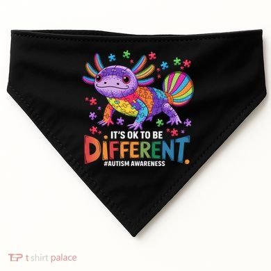 It's OK To Be Different Autism Awareness Axolotl Lovers USA-Made Doggie Bandana