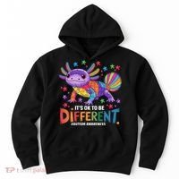 It's OK To Be Different Autism Awareness Axolotl Lovers Hoodie thumb 0
