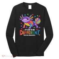 It's OK To Be Different Autism Awareness Axolotl Lovers Long Sleeve Shirt thumb 0