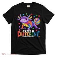 It's OK To Be Different Autism Awareness Axolotl Lovers T-Shirt thumb 0