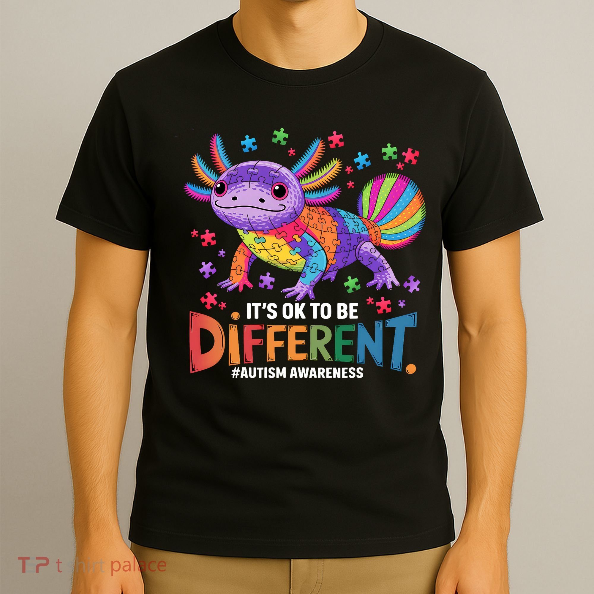 It's OK To Be Different Autism Awareness Axolotl Lovers T-Shirt