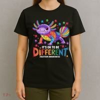 It's OK To Be Different Autism Awareness Axolotl Lovers T-Shirt thumb 4