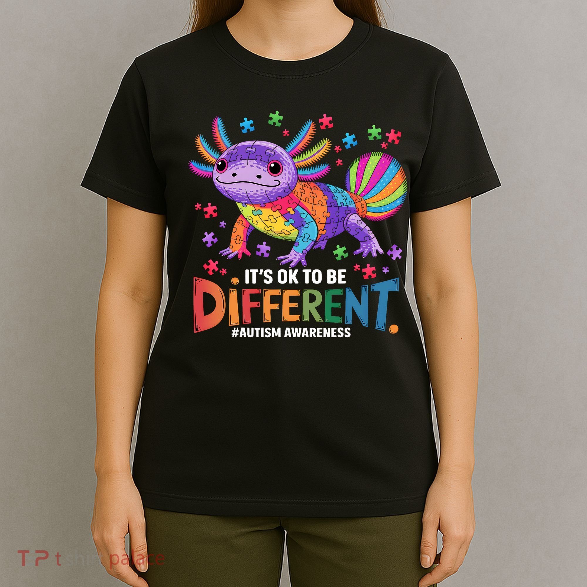 It's OK To Be Different Autism Awareness Axolotl Lovers T-Shirt